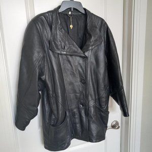 BAGUTINI Women's M Black Soft ITALIAN LEATHER Winter Coat Jacket EXCELLENT